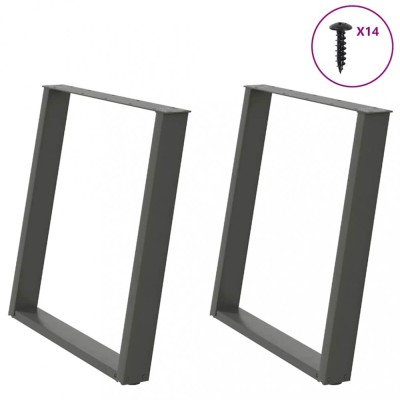 vidaXL Picioare de masă &amp;icirc;n formă de U, 2 buc., antracit, 80x(72-73) cm, oțel 4012798 foto