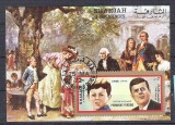 Sharjah 1972 Painting, Anniversaries, Kennedy, imperf. sheet, used I.092, Stampilat