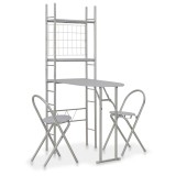 Set mobilier bucatarie cu depozitare, 3 piese, gri, MDF si otel GartenMobel Dekor, vidaXL