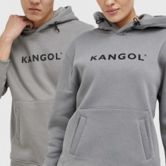 Kangol bluza unisex, culoarea gri, cu glugă, cu imprimeu