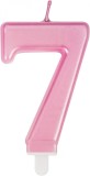 Lumanare pentru tort Uvtqssp, cifra 7, ceara, roz, 8 cm