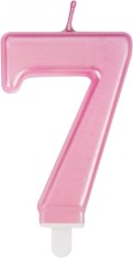 Lumanare pentru tort Uvtqssp, cifra 7, ceara, roz, 8 cm