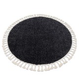 Covor Berber 9000 cerc gri Franjuri shaggy, cerc 120 cm