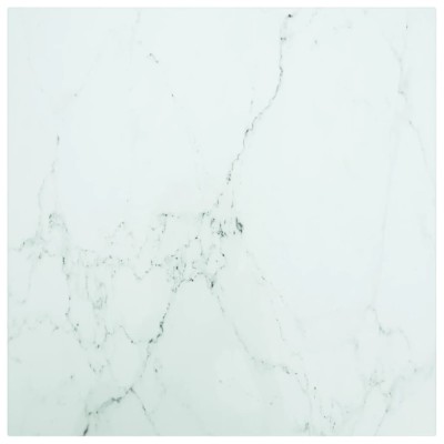 vidaXL Blat masă alb 50x50 cm 6 mm sticlă securizată design marmură foto