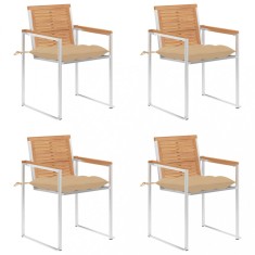 vidaXL Scaune de grădină cu perne, 4 buc., lemn masiv de tec 3078572