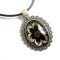 Pandantiv design floare stilizata negru, maro si galben, bijuterie cadou femei 30049