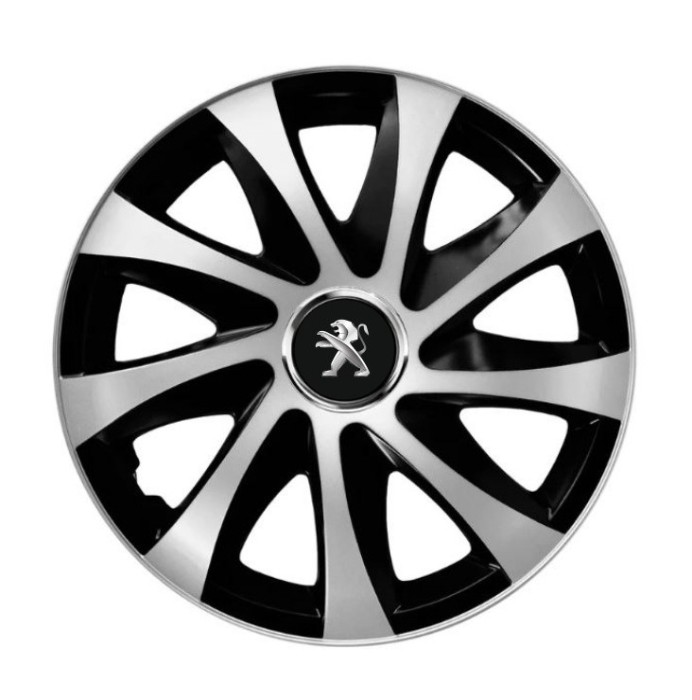 Set 4 capace roti Drift exrta Gri-Negru R16 pentru gama auto Peugeot