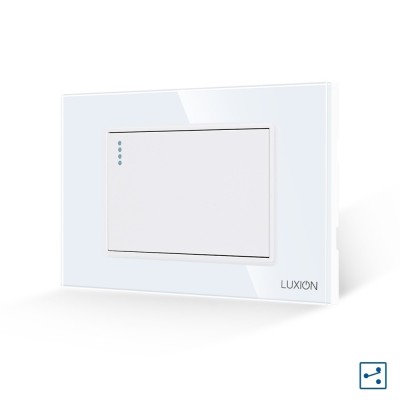 Intrerupator Simplu Cap Scara Mecanic LUXION cu Rama din Sticla, Standard Italian, 3M SmartElectro IntelligentHouse foto