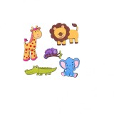 Stickere perete copii, din spuma, animalute din jungla, 5 bucati 24x15 cm ConceptSeller, Oem