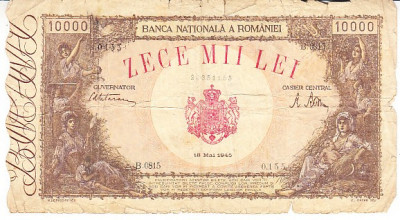 M1 - Bancnota Romania - 10000 lei emisiune 18 mai 1945 foto