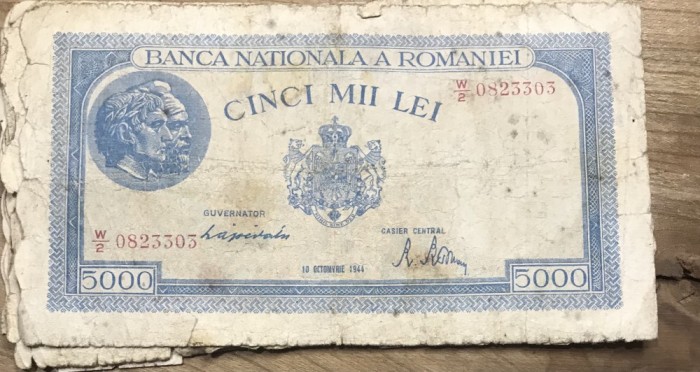 (BNK A) Romania bancnota 5000 lei 10 Octombrie 1944