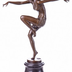 Dansatoare Art Deco- statueta din bronz pe soclu din marmura PAB004