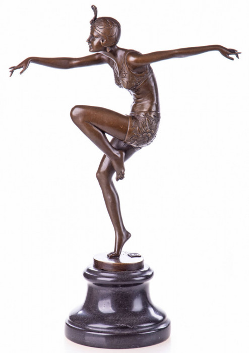 Dansatoare Art Deco- statueta din bronz pe soclu din marmura PAB004