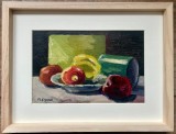 Tablou pictor rom&acirc;n, Natura Statică cu Fructe, Pictura &icirc;n ulei, inramat 33x44cm, Natura statica, Realism