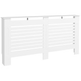 HOMCOM Mască de Calorifer cu Lamele și Raft din Lemn Alb 152x19x81 cm | Aosom Romania