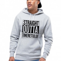 Hanorac Barbati Gri - Straight Outta Tineretului - M