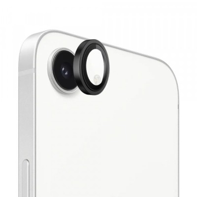 Folie de protectie Camera Spate Blueo Metal Frame pentru Apple iPhone 16e, Sticla Securizata, Neagra foto