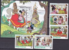 Antigua si Barbuda 1985 Disney Fratii Grimm MI 905-909 + bl. 102 MNH foto