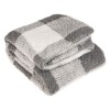 Patura cu Doua Fete Gri in Carouri &amp; Ecru Sherpa 200x150cm, Oem