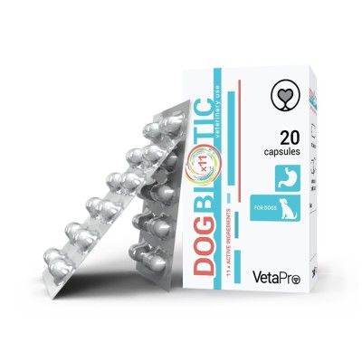 VETAPRO DOGBIOTIC 20CAPS CUT SUPORT DIGESTIV, PREBIOTICE CAINI foto