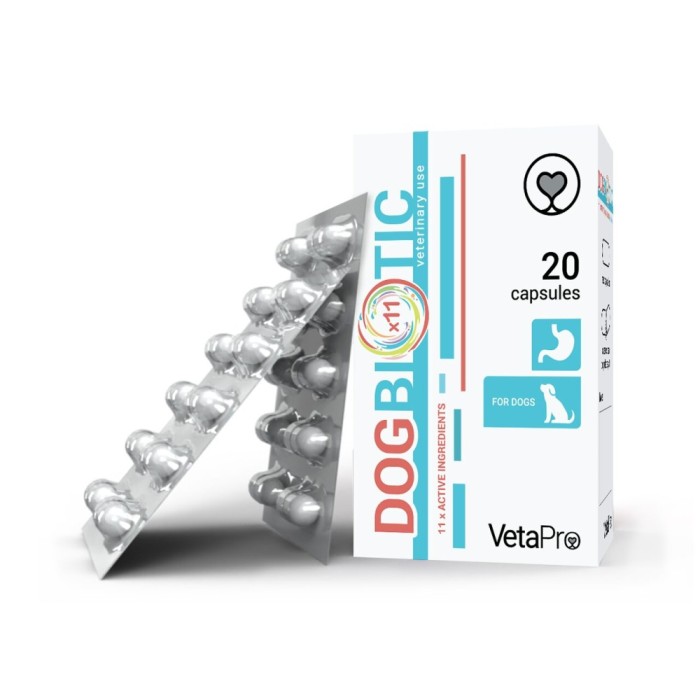 VETAPRO DOGBIOTIC 20CAPS CUT SUPORT DIGESTIV, PREBIOTICE CAINI