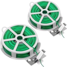 Set 2 role de sarma pentru gradinarit, din sarma si PE, usor de taiat, flexibilitate mare, cu suport si taietor, verde