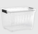 Cutie Depozitare Sterk TIDY 44L cu Roti, Plastic Transparent, 383x526x350mm