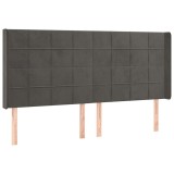 Cumpara ieftin Tablie de pat cu aripioare gri inchis 163x16x118/128 cm catifea