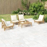 Gossi set mobilier de gradina cu perne alb crem, 2 piese, bambus
