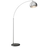 HOMCOM Lampă de podea vintage &icirc;n arc cu bară ajustabilă, &icirc;ntrerupător de picior, soclu E27, argintiu | Aosom Romania