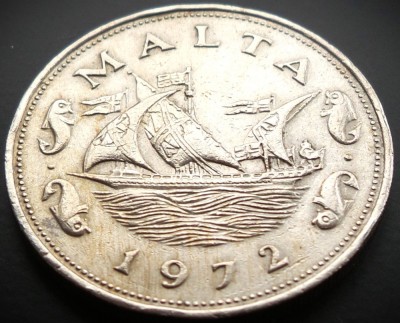 Moneda 10 CENTI - MALTA, anul 1972 * cod 188 - peste 11 GRAME - circulata foto