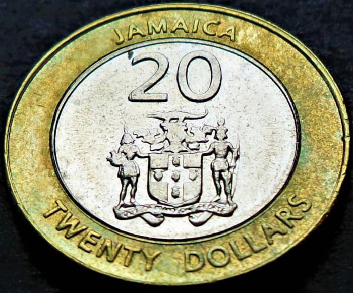 Moneda exotica - bimetal 20 DOLARI - JAMAICA, anul 2008 *cod 12