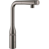 Baterie de bucatarie Essence Smartcontrol 31615A00, 3/8&amp;#039;&amp;#039;, pipa inalta, tip L, dus extractabil, antracit (hard graphite), GROHE