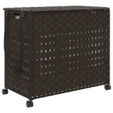 Cumpara ieftin Cos de rufe cu roti, maro inchis, 66x35x60 cm, ratan