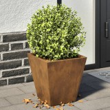 Set 2 Jardiniere Gradina Gossi Otel Corten 30x30x30cm Maro/Argintiu Ghiveci Exterior Interior Rezistent