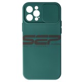 Husa iPhone 12 Pro, TPU, Protectie Camera Glisanta, Verde Inchis
