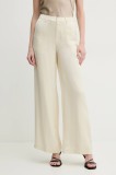ISABELLE BLANCHE pantaloni femei, culoarea bej, lat, high waist, IS25SS-P122-T011