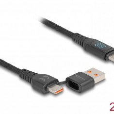 Cablu Fast charging USB 2.0 type C + adaptor USB-A la USB type C 140W cu indicator LED 1.2m, Delock 88137