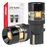 Bec LED auto Canbus T10 W5W 5SMD 3030 White 12V/24V AMiO, lumina alba aprox. 6000K, pentru pozitii, numar inmatriculare, interior si stationare