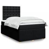 VidaXL Pat box spring cu saltea, negru, 120x190 cm, catifea