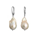 Cumpara ieftin Cercei Argint 925 Placat Rodiu cu Perle Baroc Albe Naturale 18-20mm, 4cm, Boeme, Made in Italy, Cutie Cadou