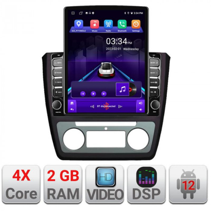 Navigatie dedicata Skoda Yeti 2009-2014 K-YETI ecran tip TESLA 9.7&quot; cu Android Radio Bluetooth Internet GPS WIFI 2+32 DSP Quad CarStore Technology