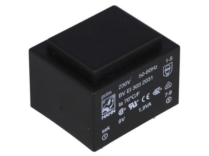 Transformator &icirc;ncapsulat 1,9VA 230V 9V