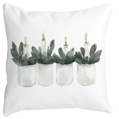 Perna Decorativa cu tematica de Craciun, Lumanari, 3, 40x40 cm, Alba, Mata, Husa Detasabila, Burduf foto