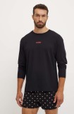 HUGO longsleeve lounge culoarea negru, cu imprimeu, 50522302