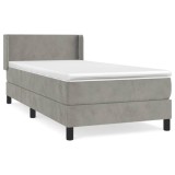 Cumpara ieftin Pat continental cu saltea, gri deschis, 80x200 cm, catifea