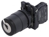 Comutator rotativ cu cheie 22mm 2NO negru XB5AG41