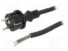 Cablu alimentare AC, 2m, 3 fire, culoare negru, cabluri, CEE 7/7 (E/F) mufa, SCHUKO mufa, PLASTROL - W-97212