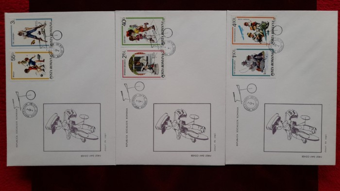 1981-Lp1045-Jocuri de copii,partial set- 3 FDC-uri