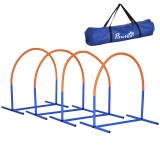 PawHut Echipament de Agilitate pentru C&acirc;ini, Set Portabil din 4 Piese pentru Antrenament, 95x88x64 cm, Albastru | Aosom Romania